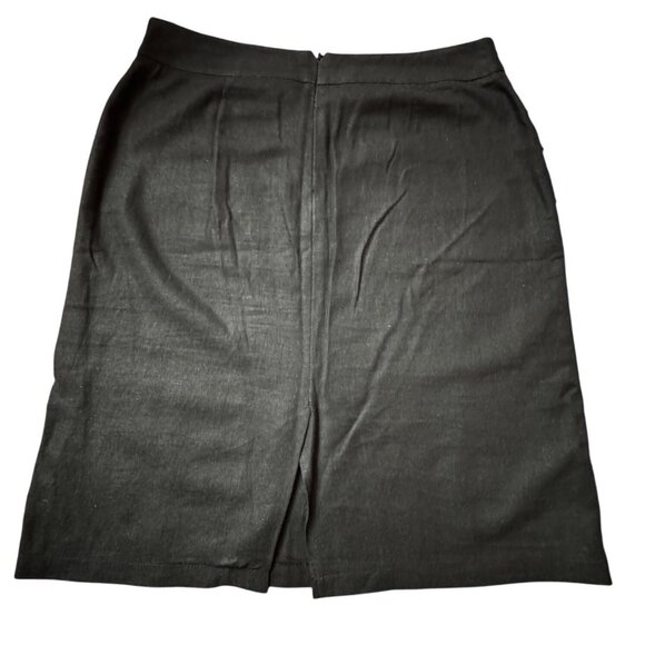 Larry Levine Black Linen Blend Skirt Size 6 Classic Office Basic Layered Sexy - Picture 2 of 4